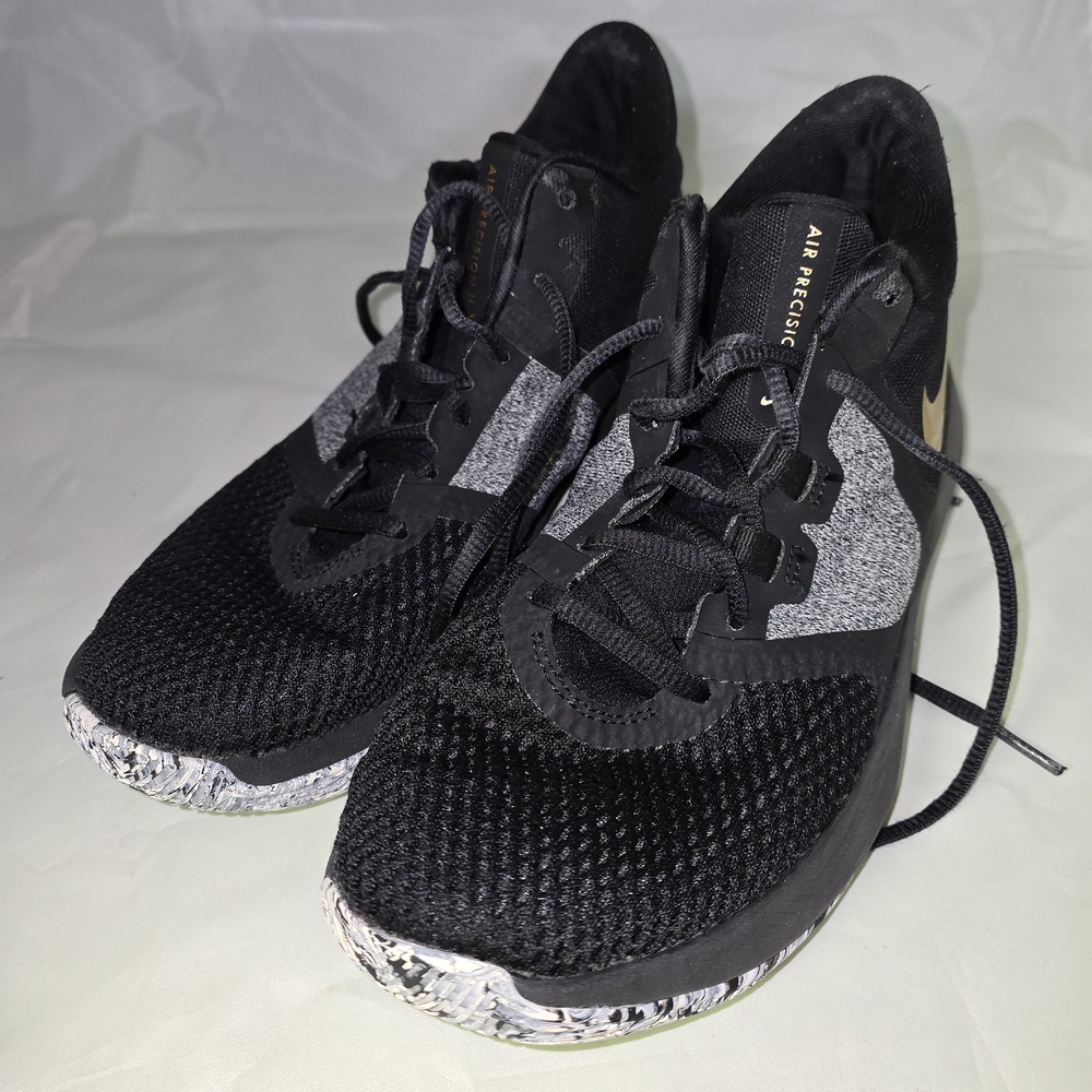 Black and metallic gold Nike Air Precision II men's basketball shoes Size 7